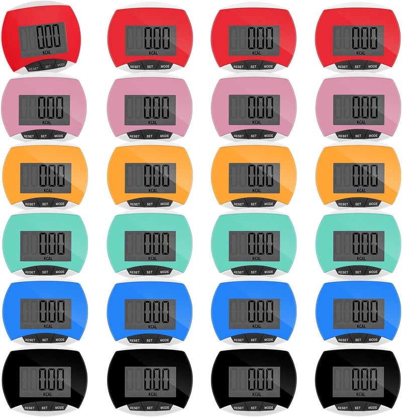 Copkim 24 Pcs Pedometer for Walking Bulk LCD Step Counter with Calories Burned Portable Accurately Step Tracker for Women Man Adults Jogging Hiking Running Walking - Image 1